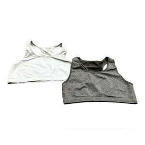 New Balance Girls Sports Bra, Set Of 2, Size 16, Gray and White